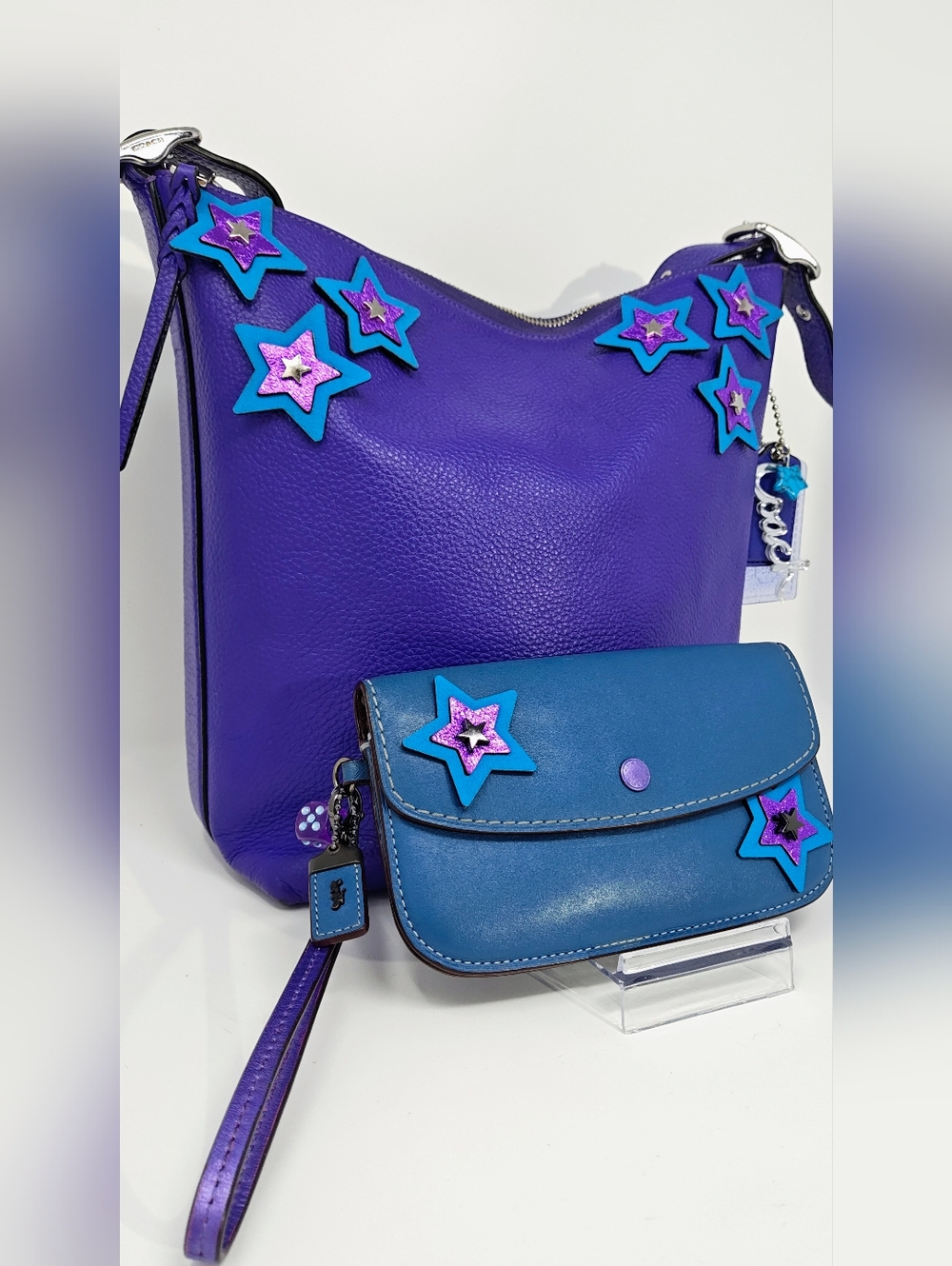Coach Val Duffle Upcycled w/ 1941 Clutch. Purple/Blue - Picture 3 of 17